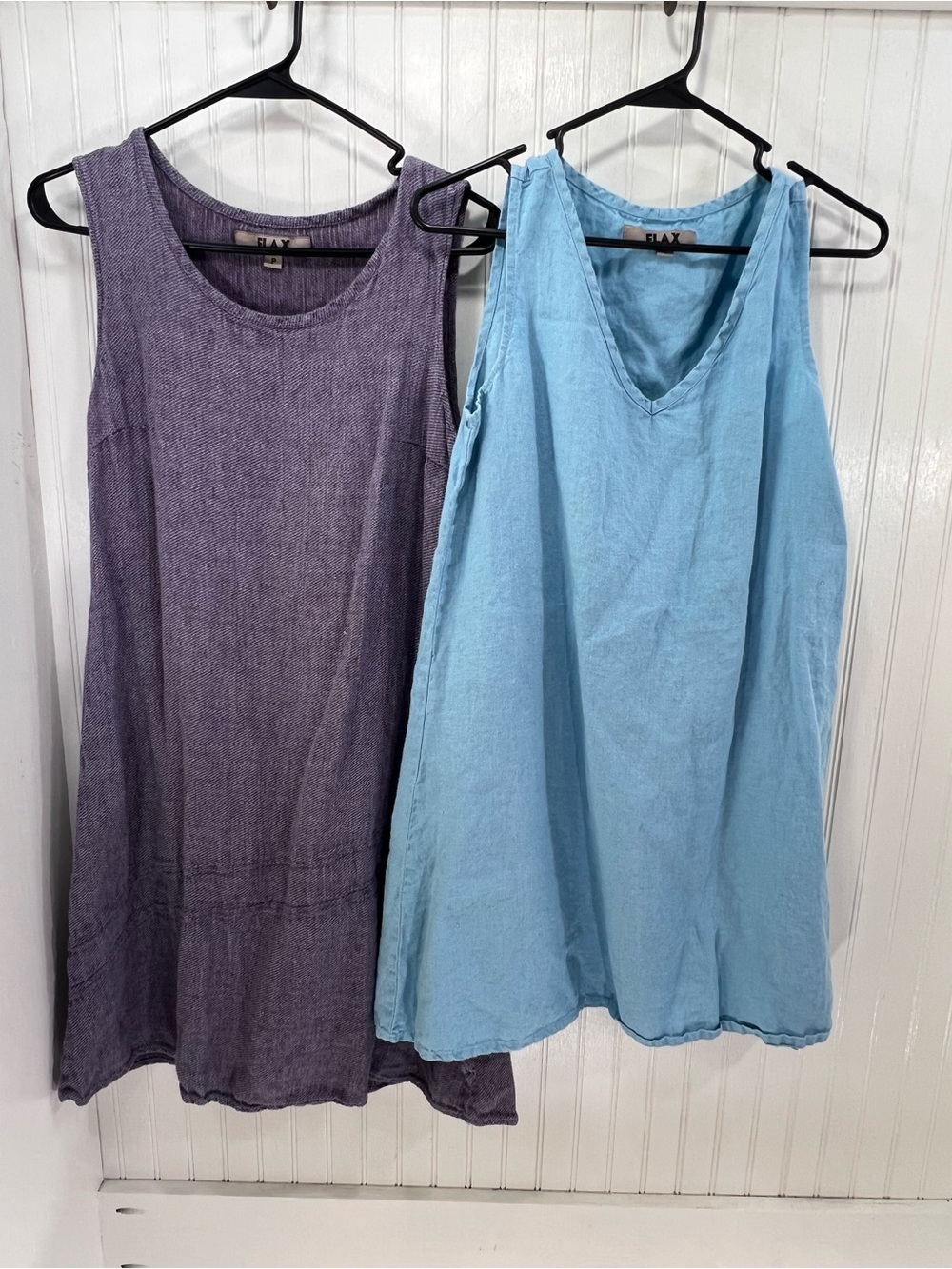Flax Lot of 2 Women's Sleeveless 100% Linen Tank Dresses Lagenlook Size P/XS/S